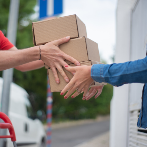 handing a package off