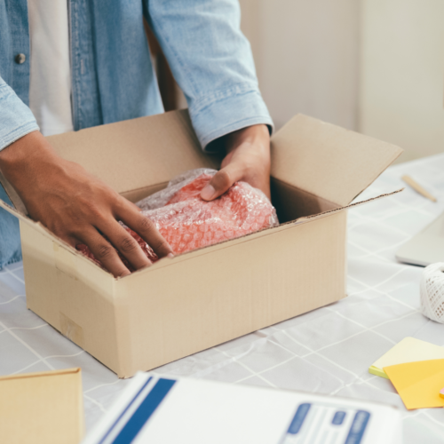 box being packed for shipping