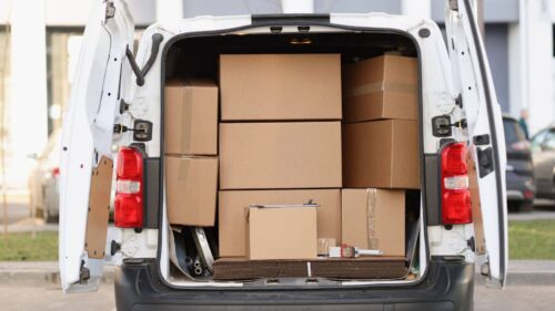 delivery van with boxes