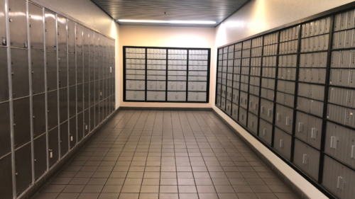 room of mailboxes