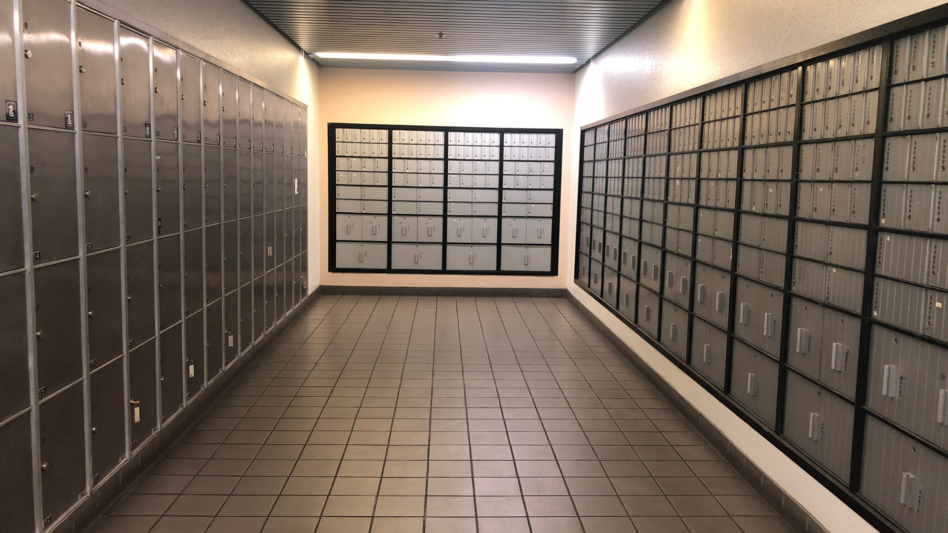 room of mailboxes