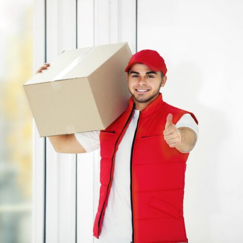 Mail carrier giving a thumbs up