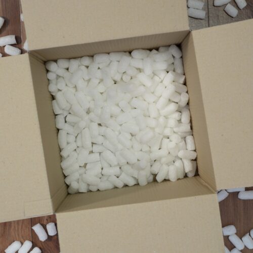 Box full of packing peanuts
