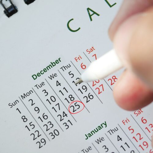 Christmas Day circled on a calendar