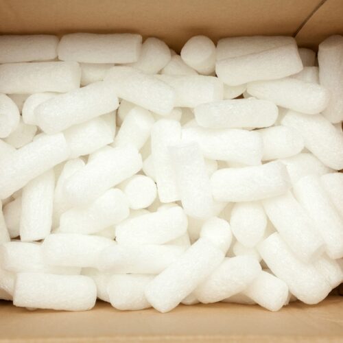 packing peanuts in box