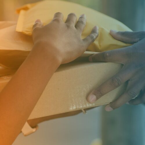 hands holding packages