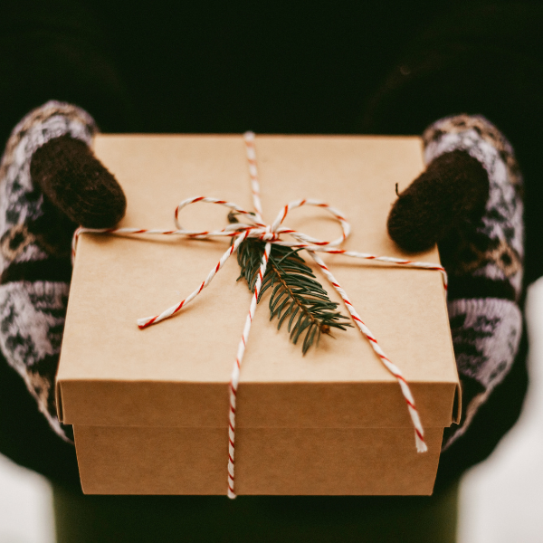 Person holding a christmas package