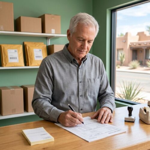 man at mail service center