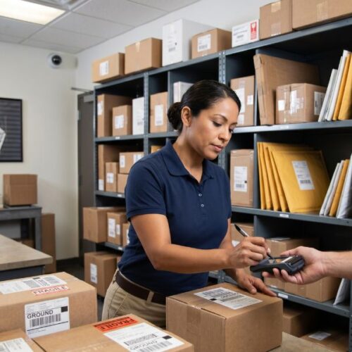 woman sending package