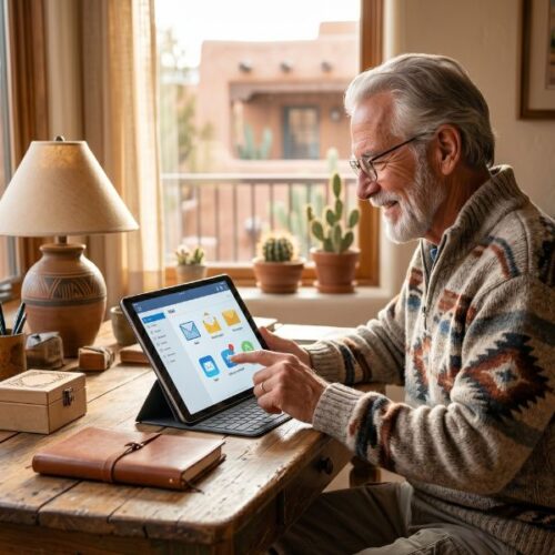 man using online packing and shipping services