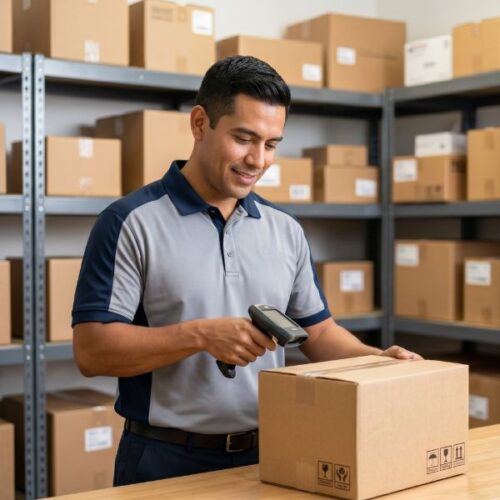 man shipping a package