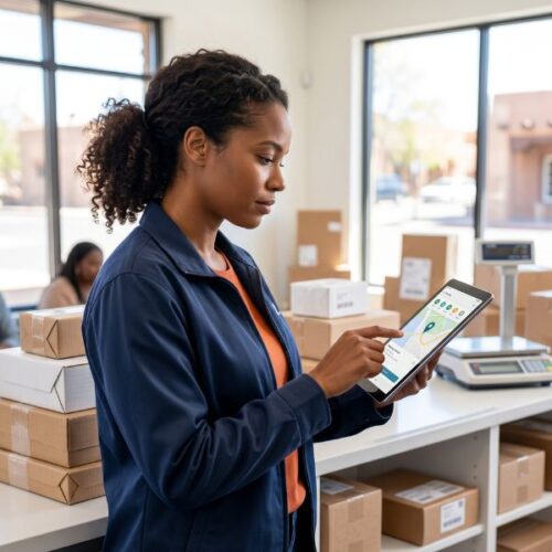 woman using ipad